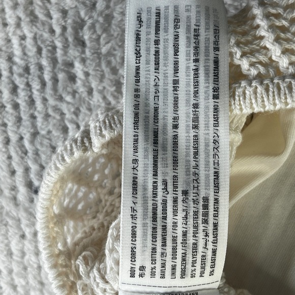 Abercrombie & Fitch Crochet Mini Dress Cream White Long Sleeve Petite Large NWT - Picture 8 of 10